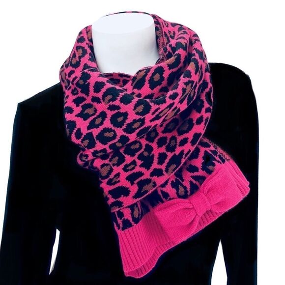 KATE SPADE Cheetah Print Jacquard Bow Scarf! - Picture 1 of 5